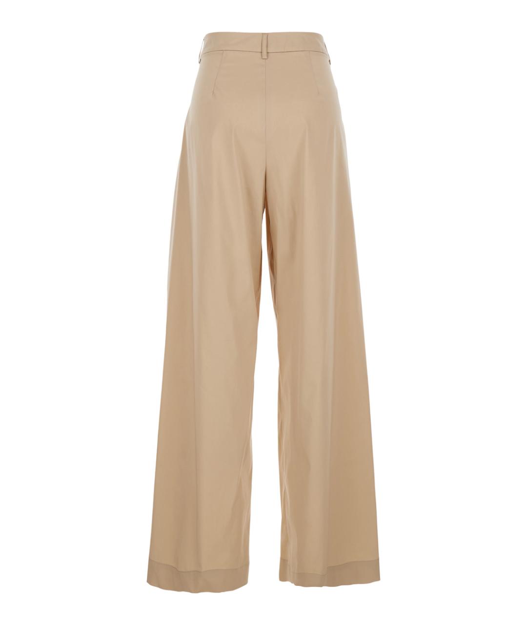 PLAIN Бежевые хлопковые прямые брюки, фото 2