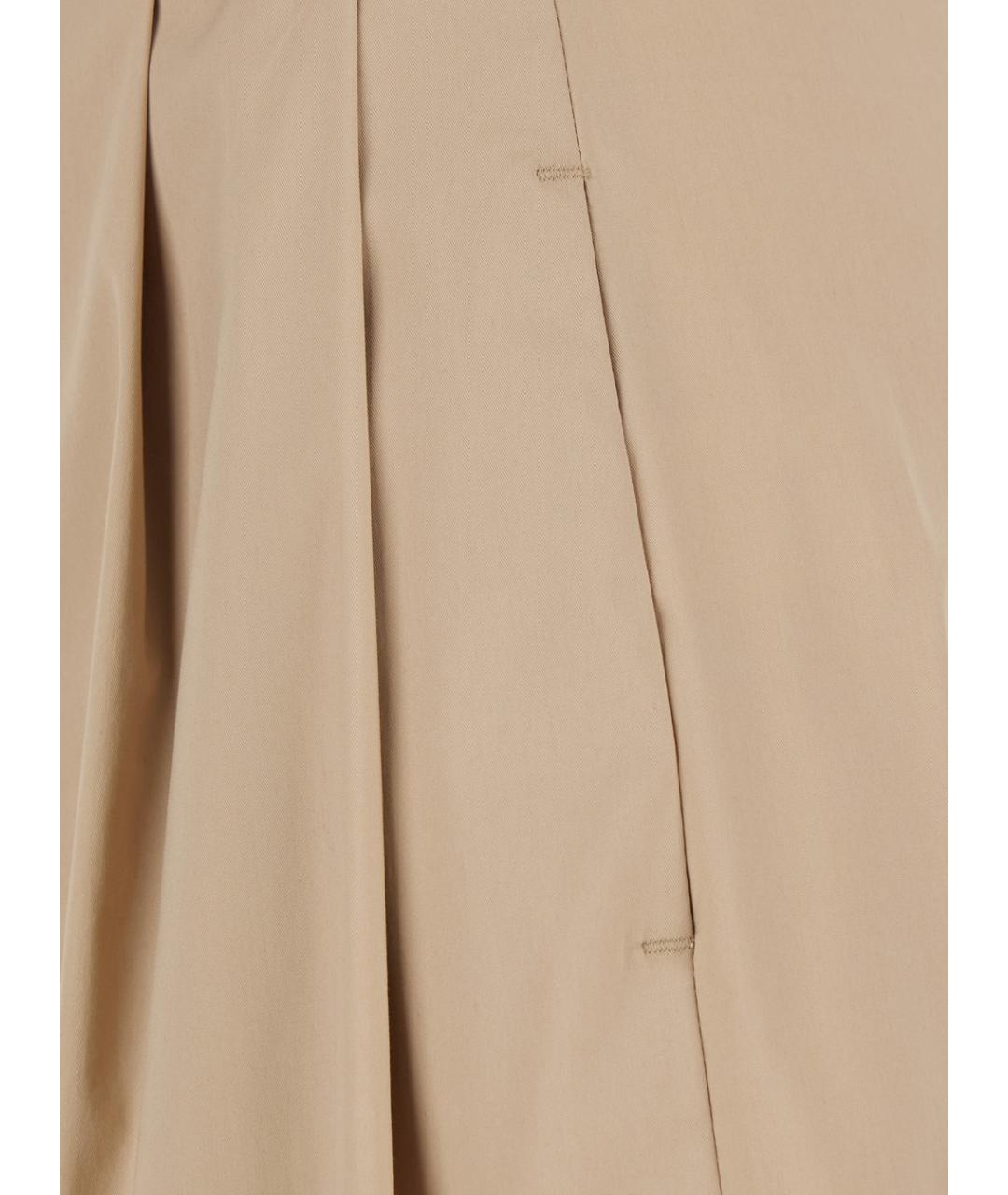 PLAIN Бежевые хлопковые прямые брюки, фото 3
