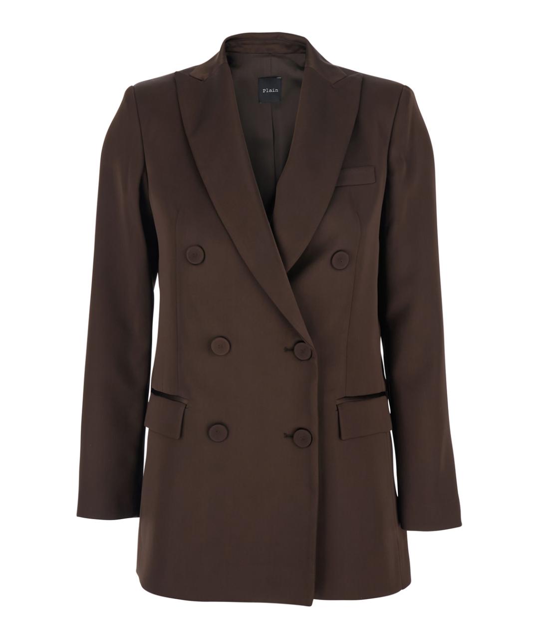 PLAIN Коричневый полиэстеровый жакет/пиджак, фото 1