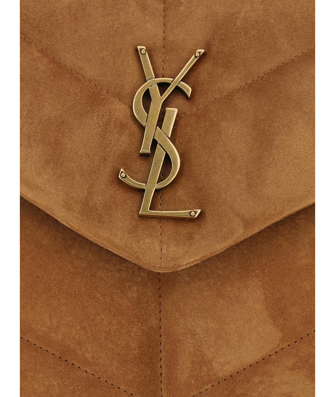 SAINT LAURENT Коричневая замшевая сумка через плечо, фото 3