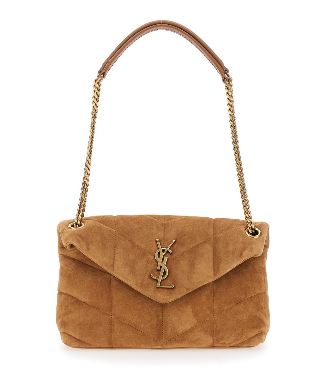 SAINT LAURENT Коричневая замшевая сумка через плечо, фото 1