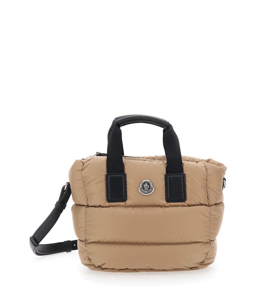 MONCLER Бежевая синтетическая сумка тоут, фото 1