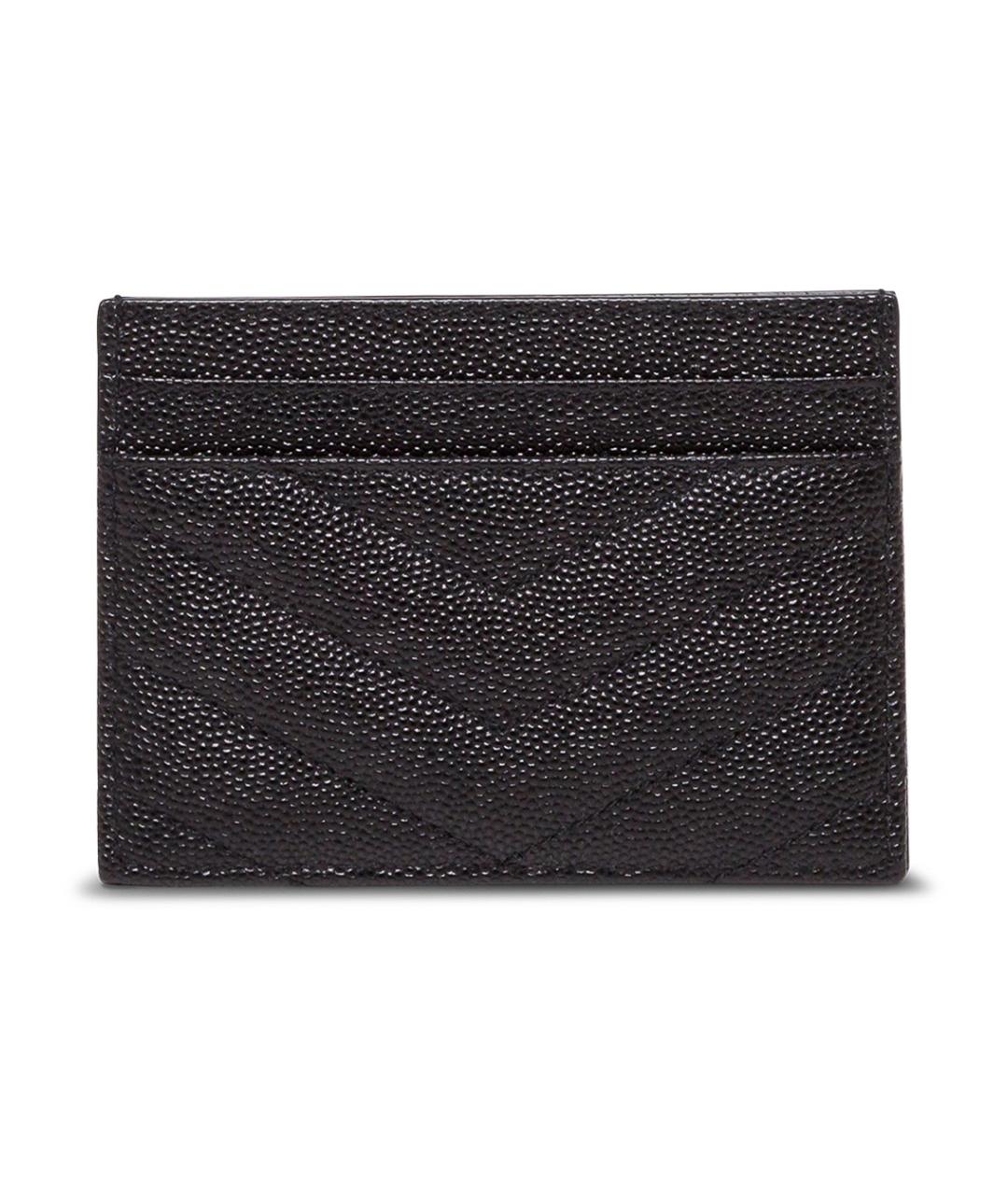 SAINT LAURENT Черный кожаный кардхолдер, фото 2