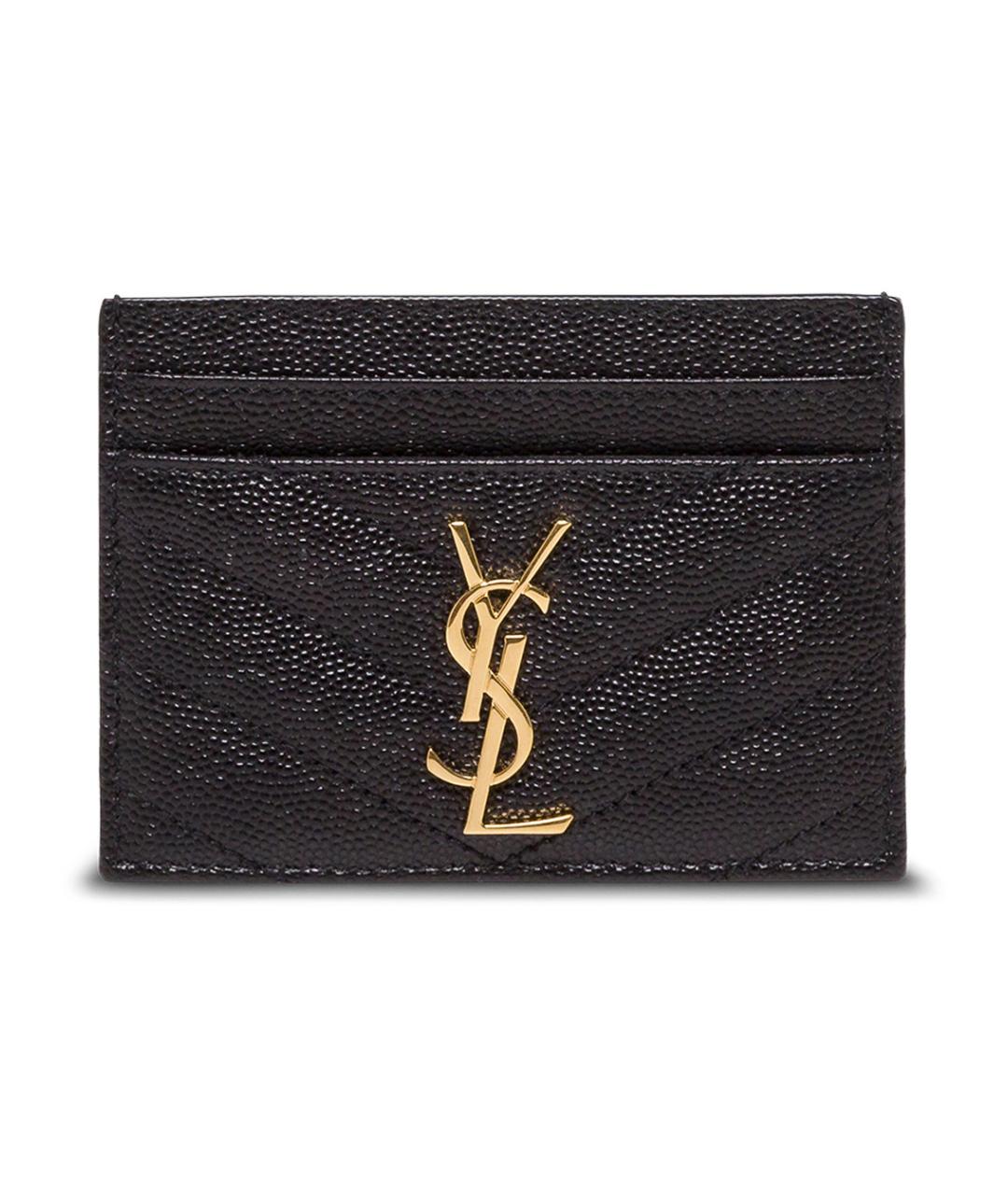 SAINT LAURENT Черный кожаный кардхолдер, фото 1