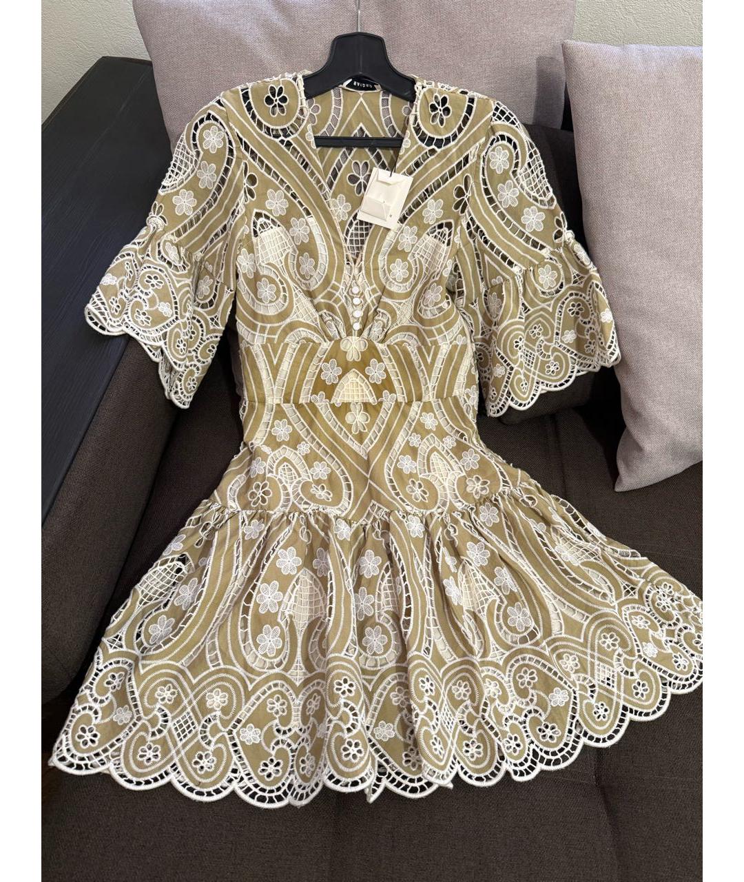 SANDRO Бежевое хлопковое коктейльное платье, фото 2