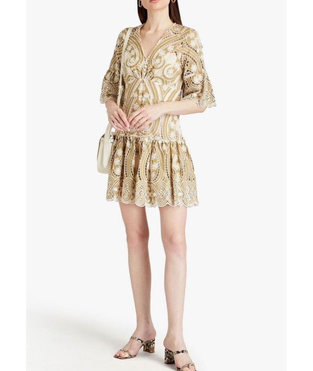 SANDRO Бежевое хлопковое коктейльное платье, фото 3
