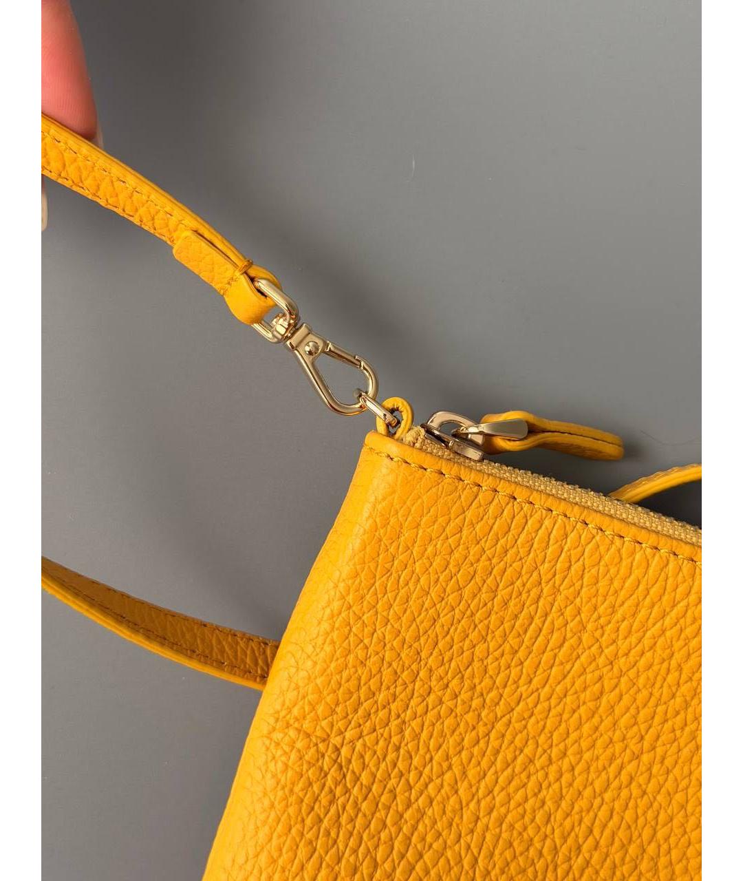 COCCINELLE Желтая кожаная сумка через плечо, фото 2