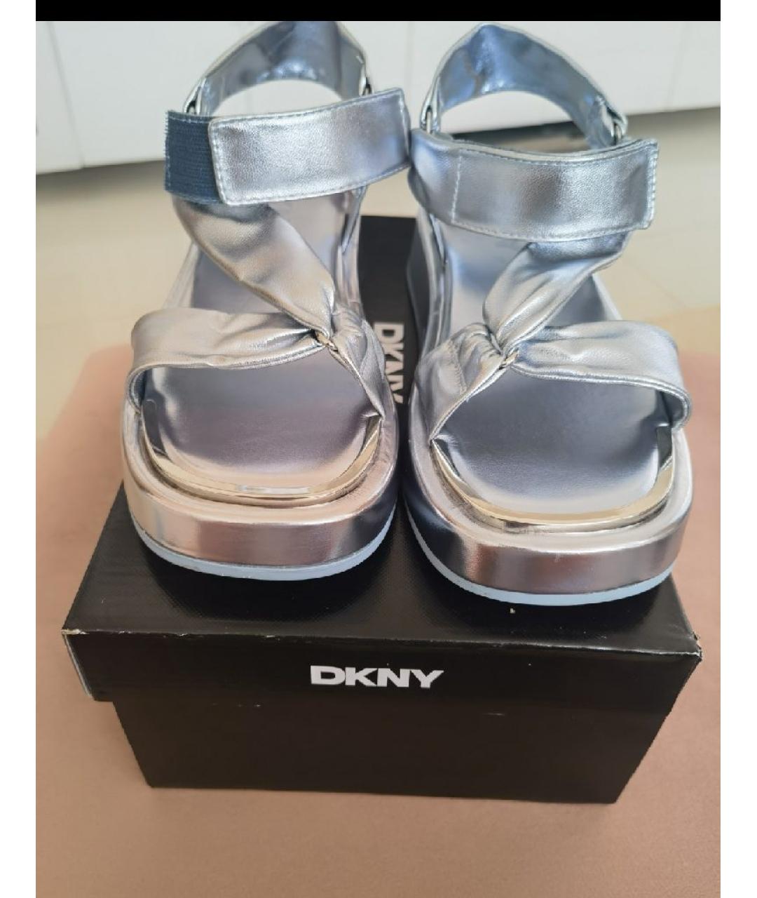 DKNY Серебряные босоножки из искусственной кожи, фото 4