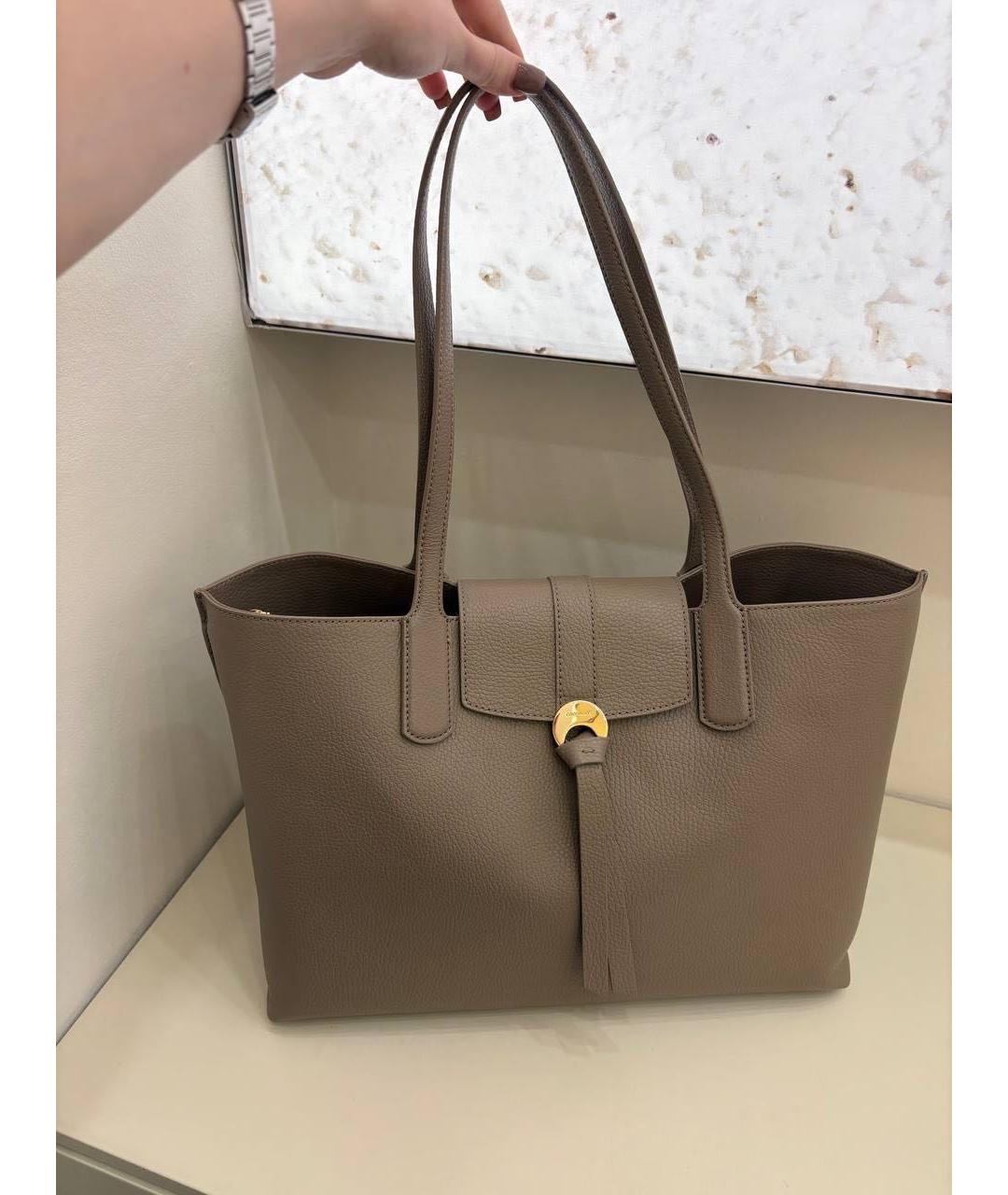 COCCINELLE Бежевая кожаная сумка тоут, фото 4