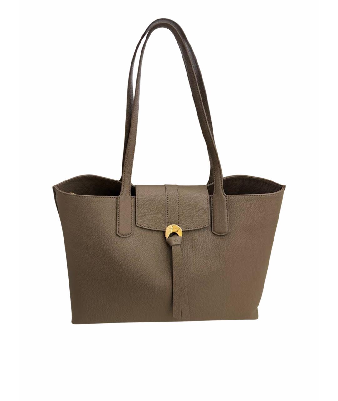 COCCINELLE Бежевая кожаная сумка тоут, фото 1