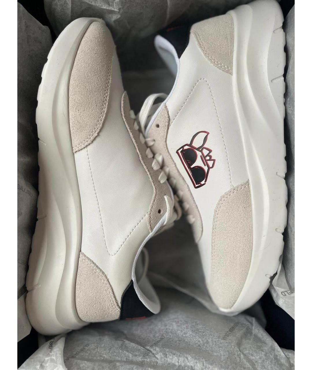 KARL LAGERFELD Белые кожаные низкие кроссовки / кеды, фото 3