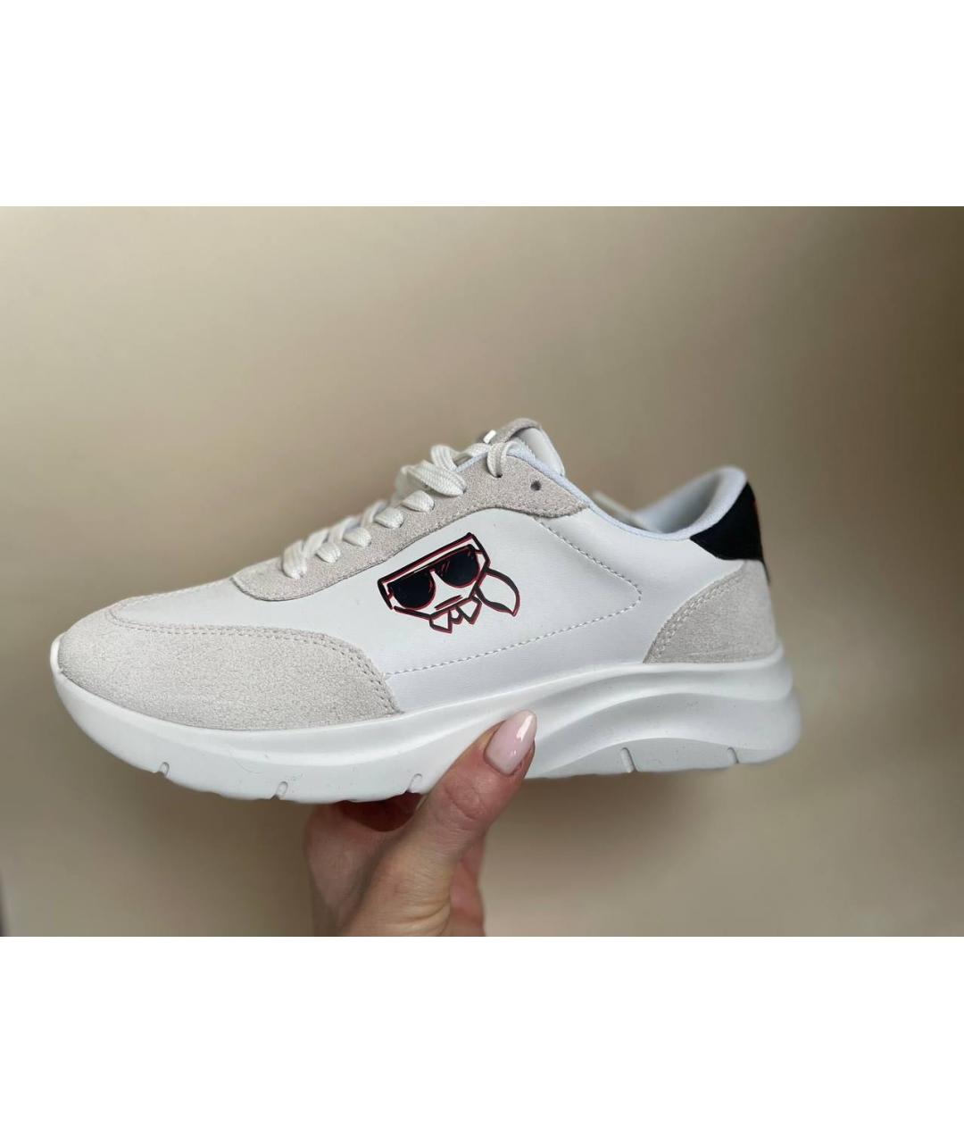 KARL LAGERFELD Белые кожаные низкие кроссовки / кеды, фото 2