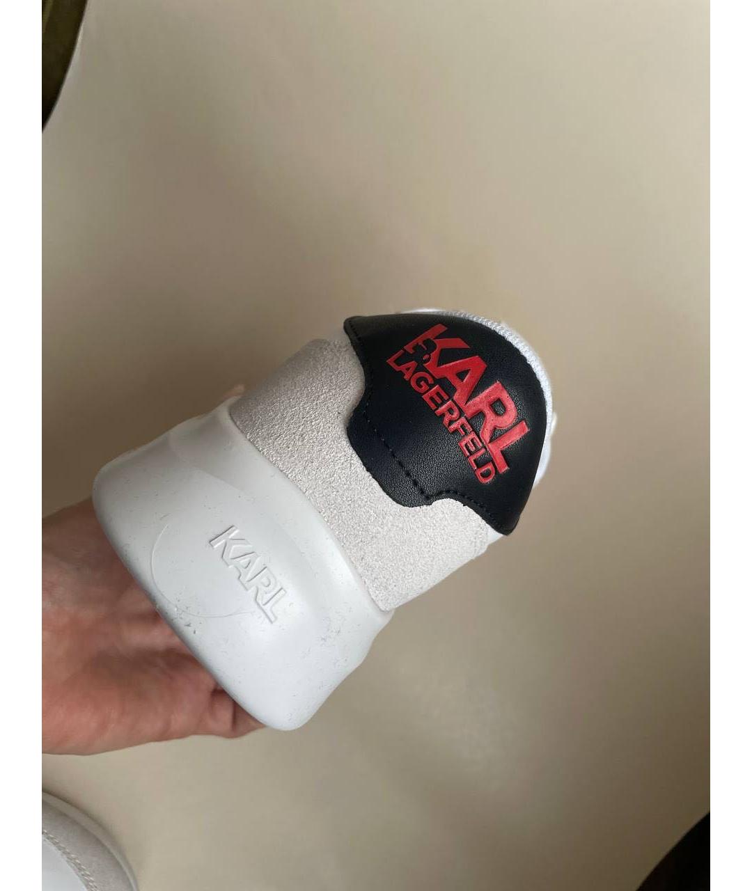 KARL LAGERFELD Белые кожаные низкие кроссовки / кеды, фото 4