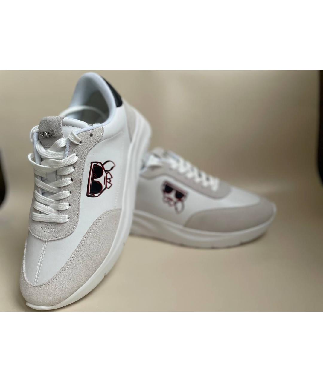 KARL LAGERFELD Белые кожаные низкие кроссовки / кеды, фото 6