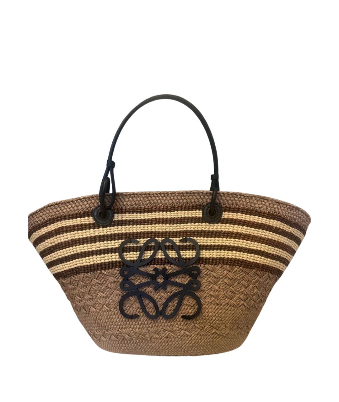 LOEWE Коричневая пелетеная пляжная сумка, фото 1