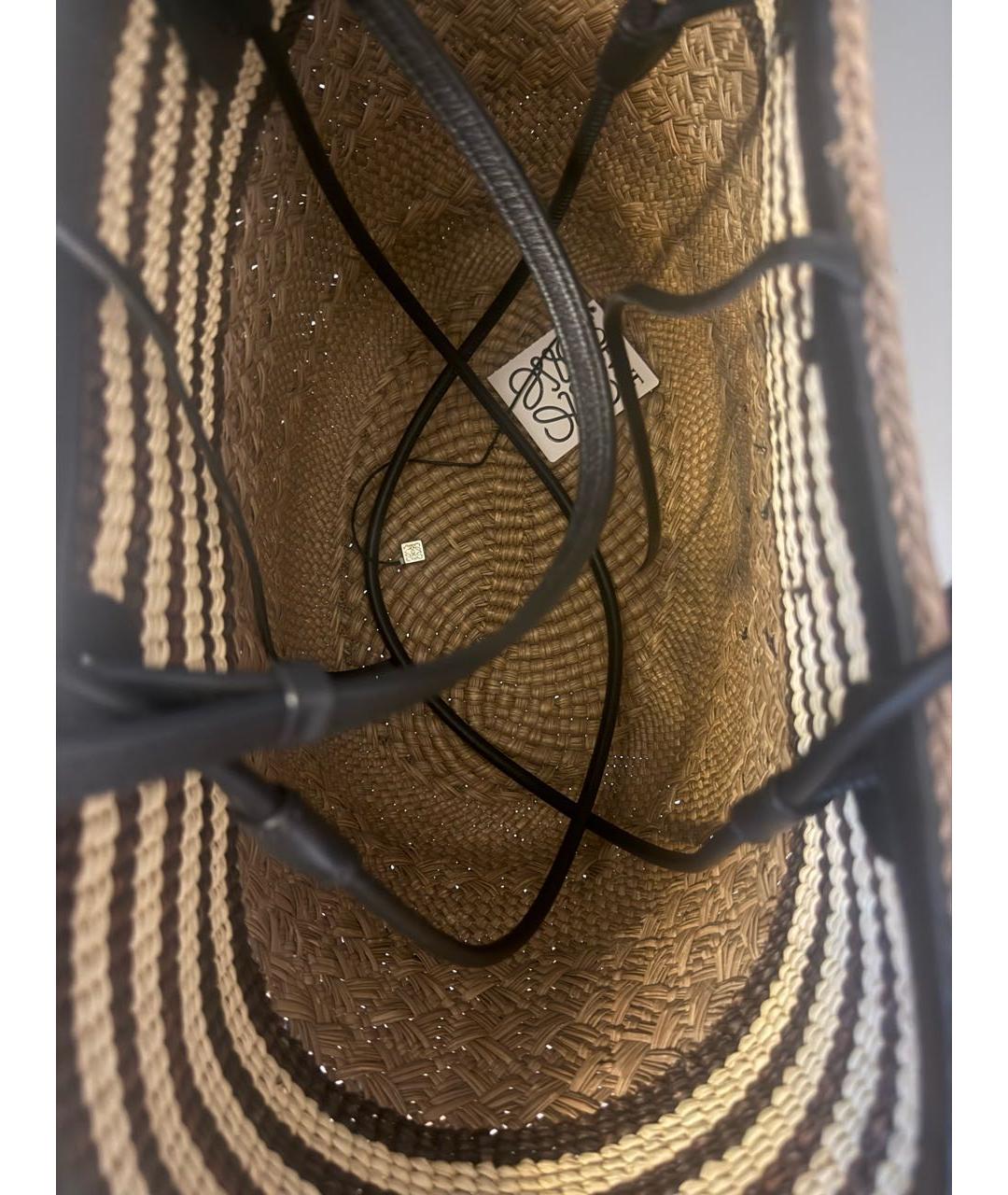 LOEWE Коричневая пелетеная пляжная сумка, фото 4