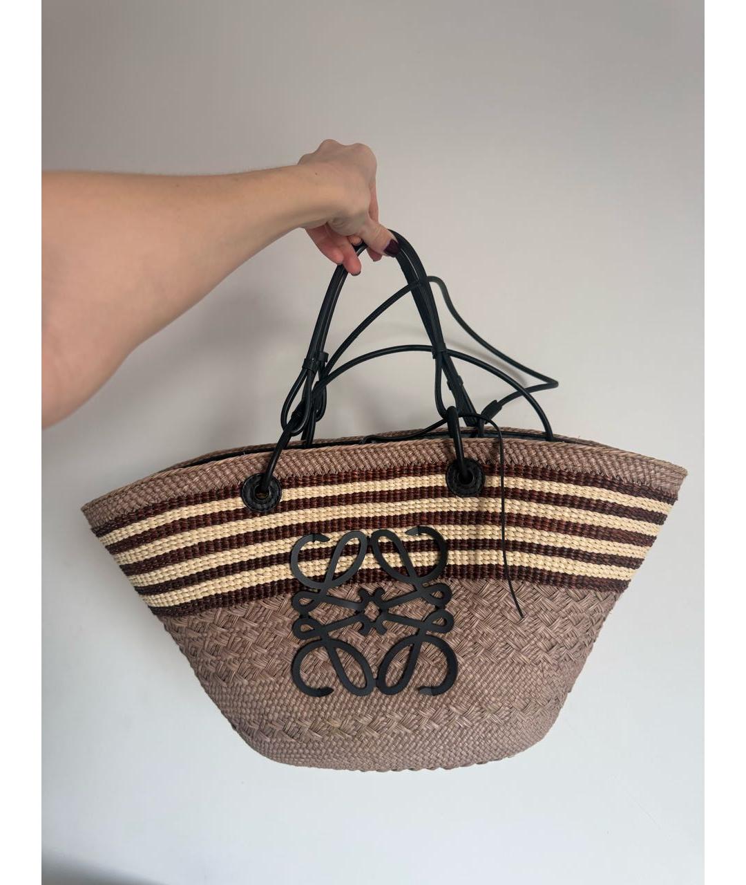 LOEWE Коричневая пелетеная пляжная сумка, фото 2