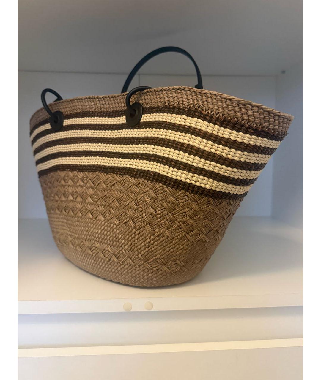 LOEWE Коричневая пелетеная пляжная сумка, фото 3