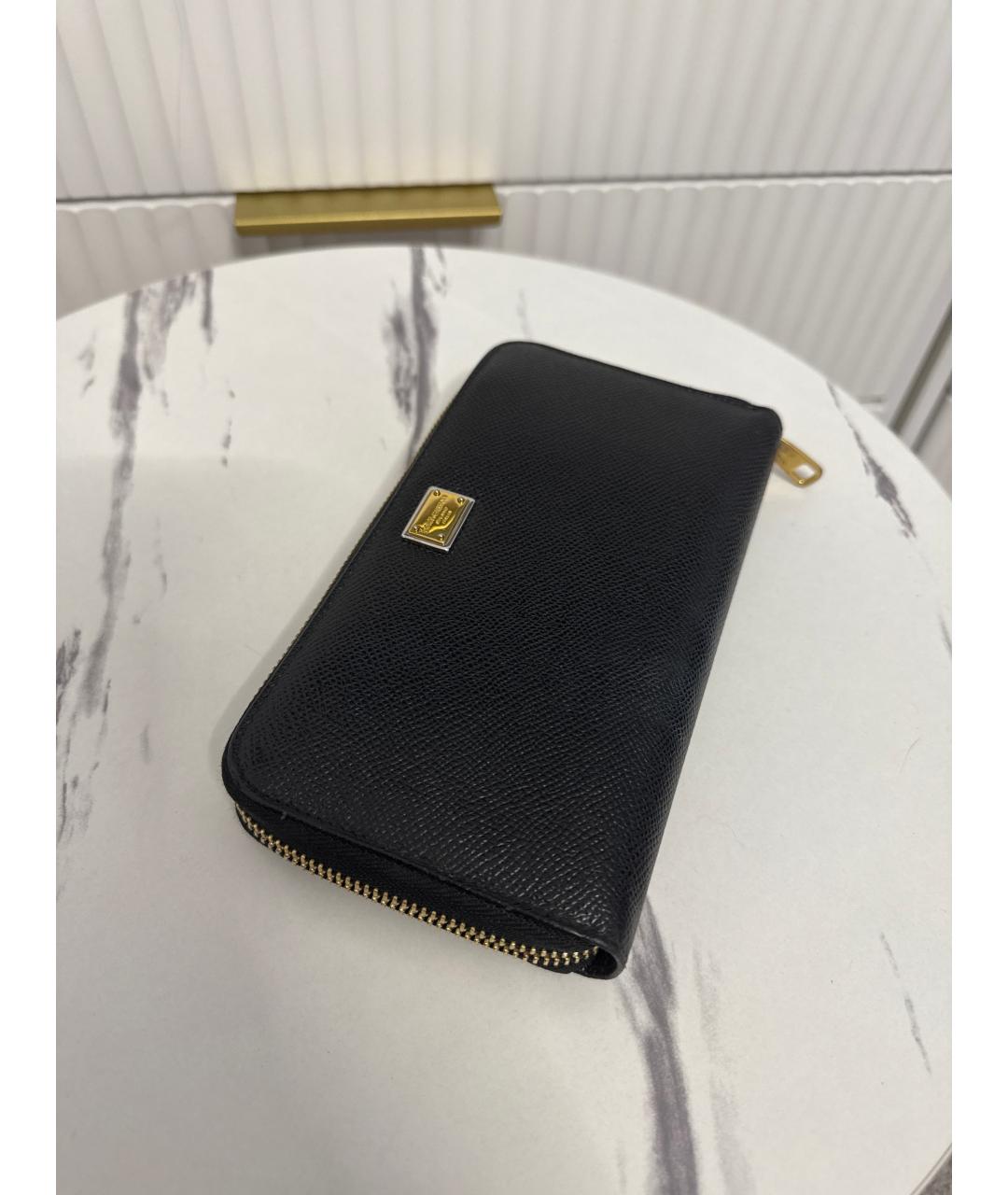 DOLCE&GABBANA Черный кожаный кошелек, фото 2