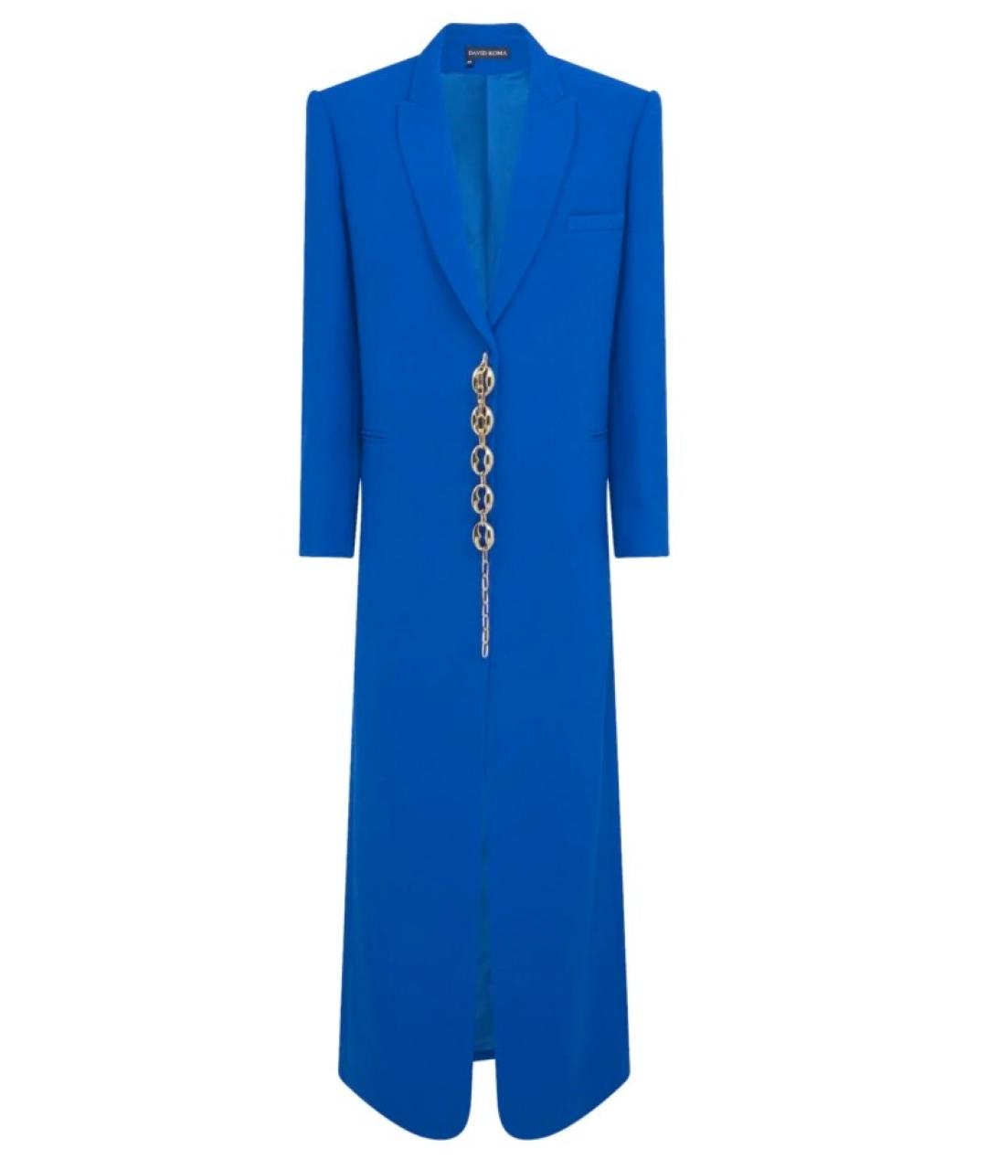 DAVID KOMA Синее шерстяное пальто, фото 1