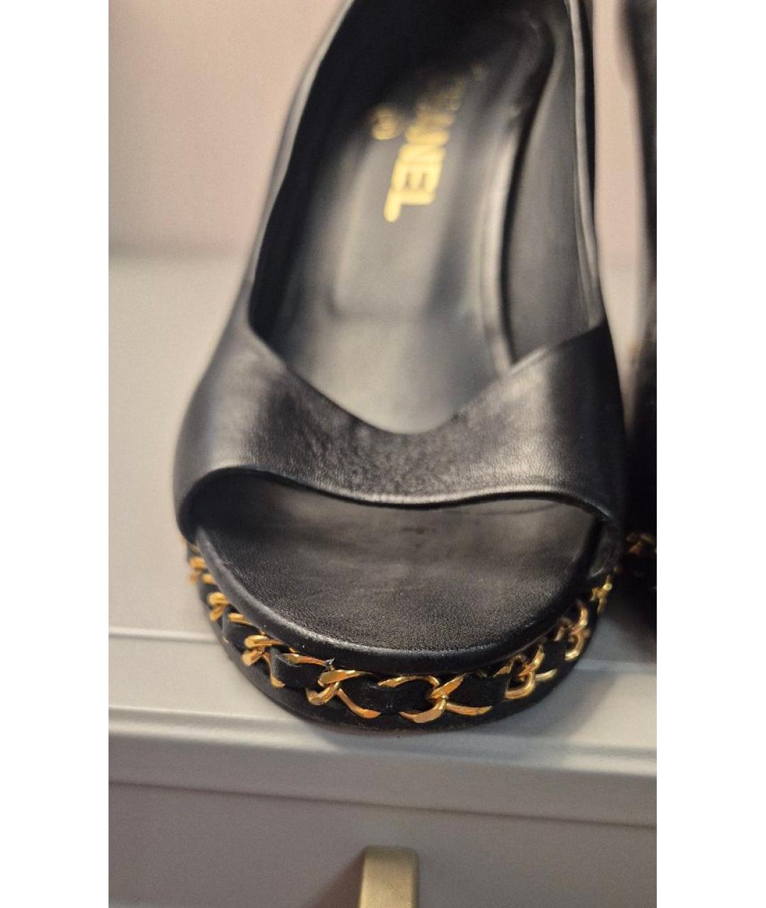 CHANEL Черные кожаные туфли, фото 9