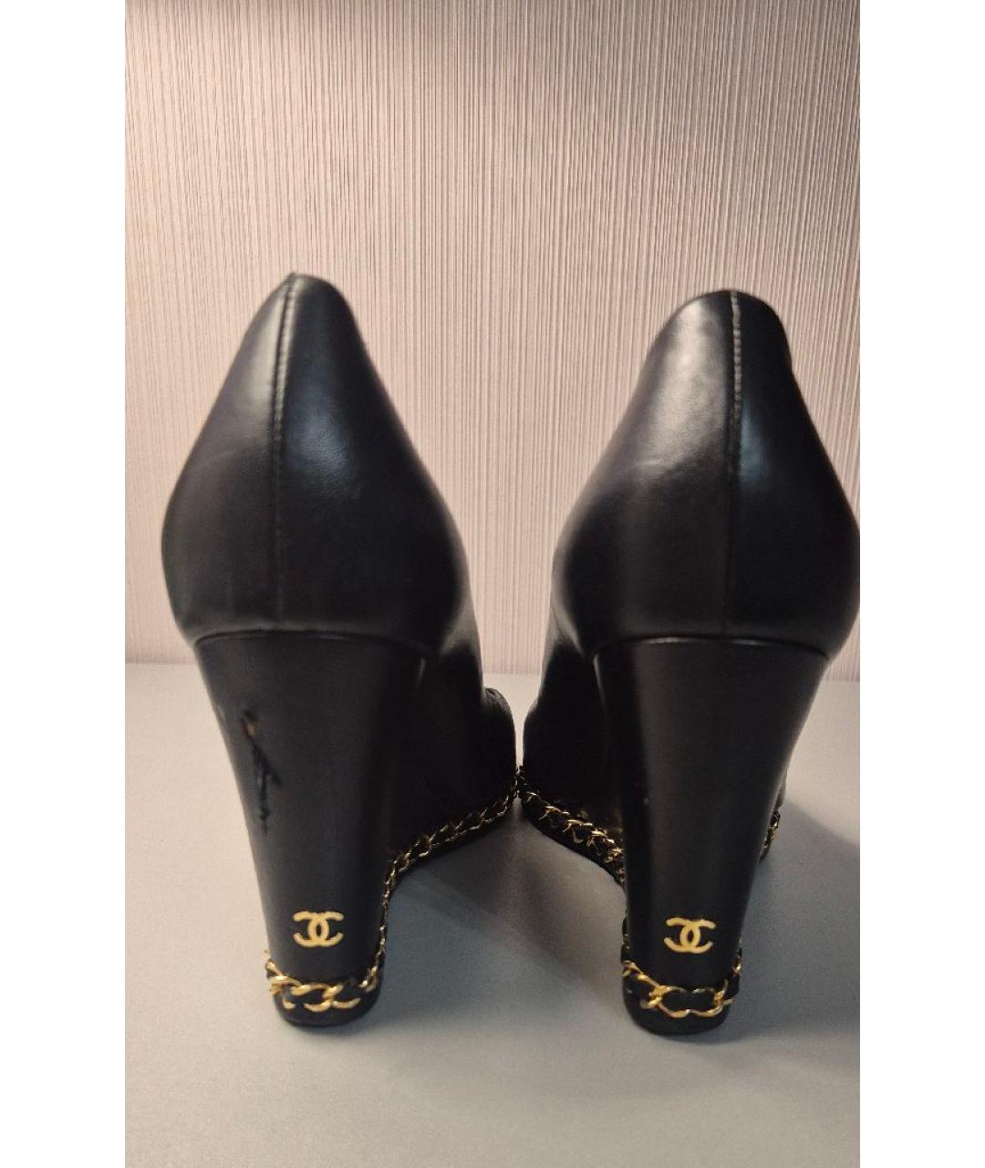 CHANEL Черные кожаные туфли, фото 4