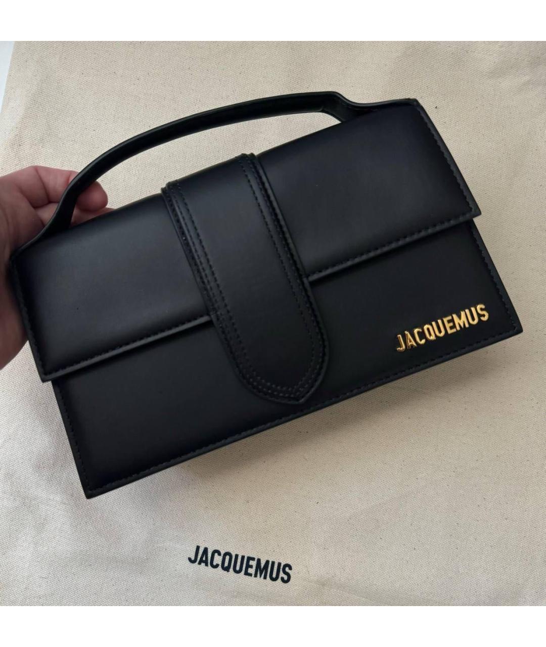 JACQUEMUS Черная кожаная сумка с короткими ручками, фото 7