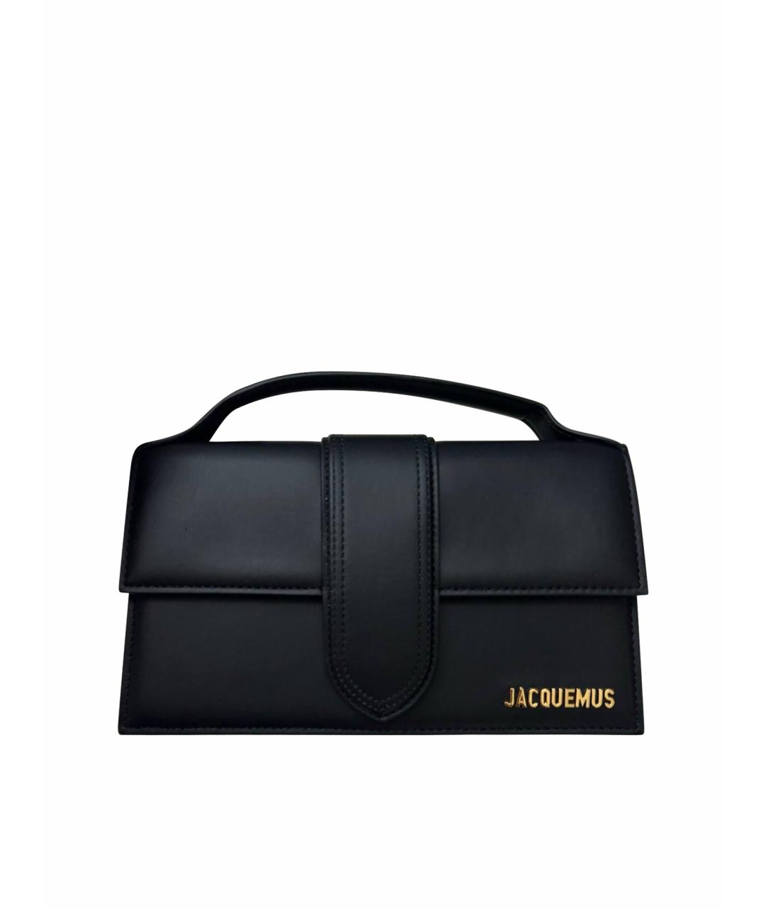 JACQUEMUS Черная кожаная сумка с короткими ручками, фото 1
