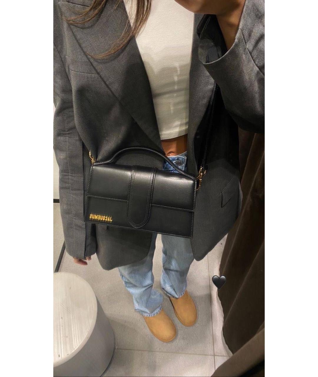 JACQUEMUS Черная кожаная сумка с короткими ручками, фото 6