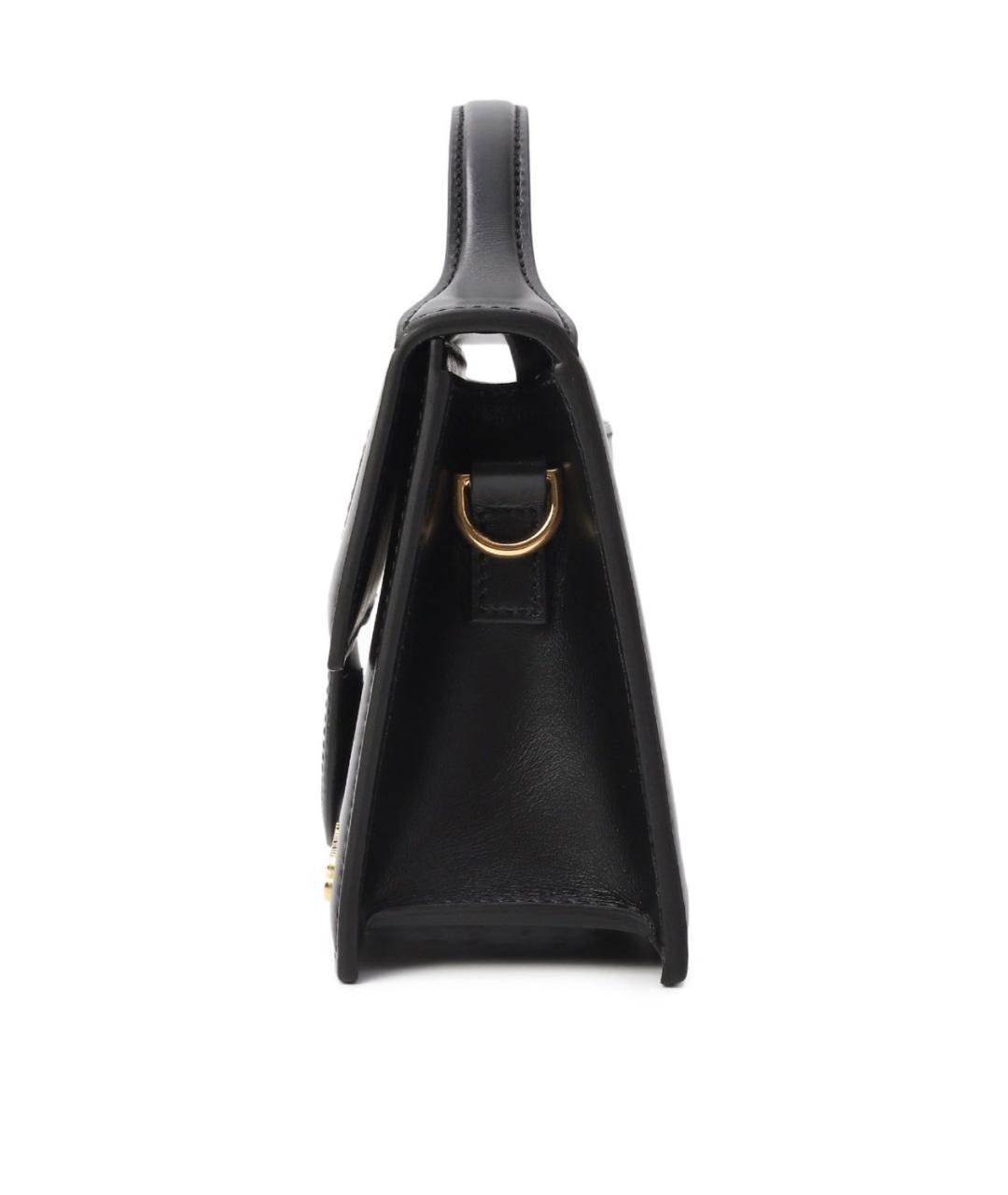 JACQUEMUS Черная кожаная сумка с короткими ручками, фото 2