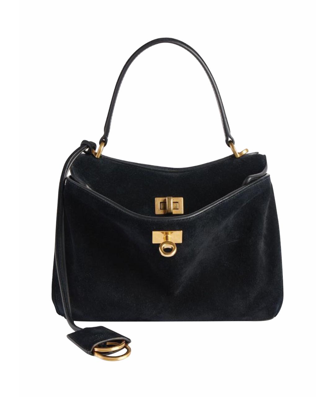 BALENCIAGA Черная замшевая сумка тоут, фото 1