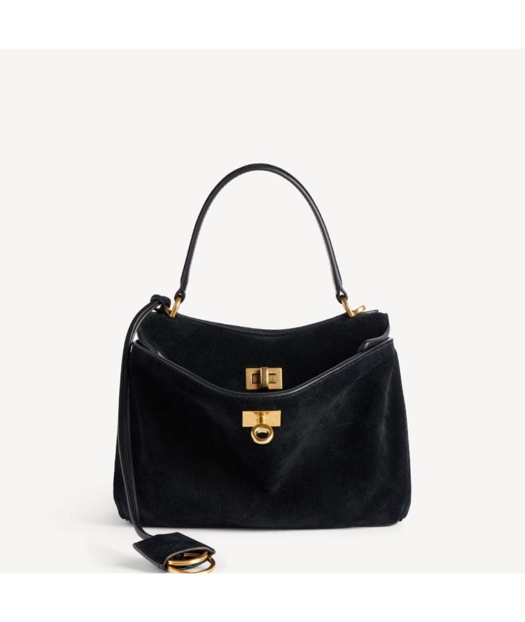 BALENCIAGA Черная замшевая сумка тоут, фото 4