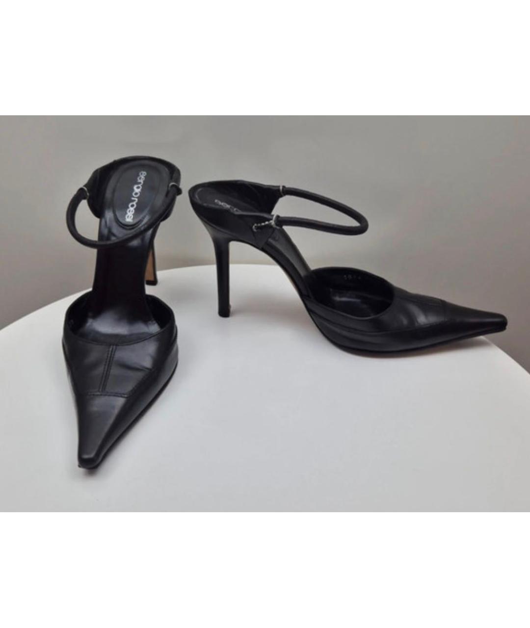 SERGIO ROSSI Черные кожаные мюли, фото 3