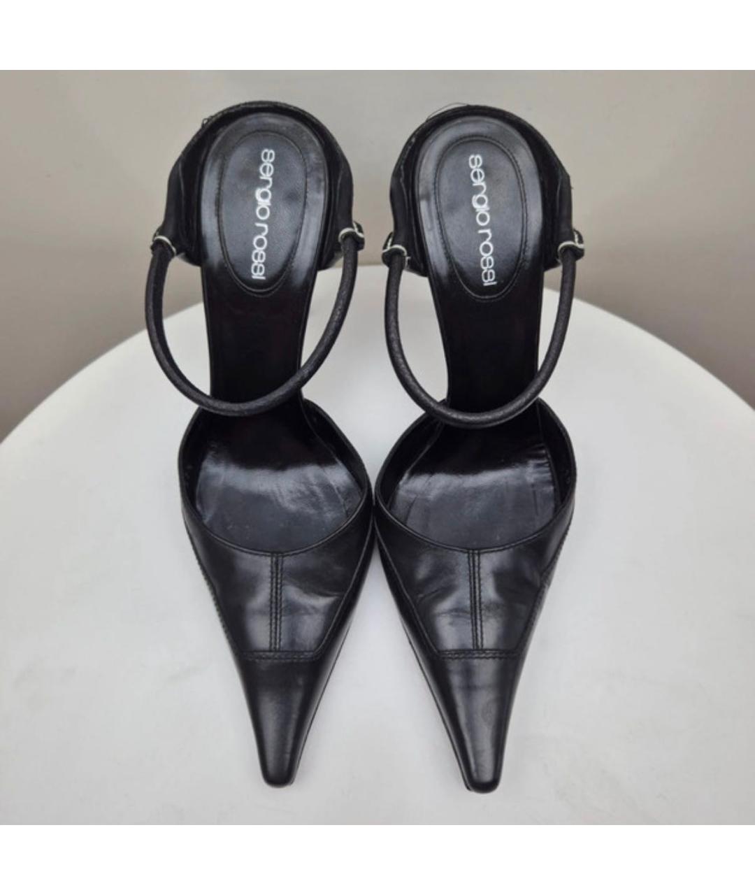 SERGIO ROSSI Черные кожаные мюли, фото 2