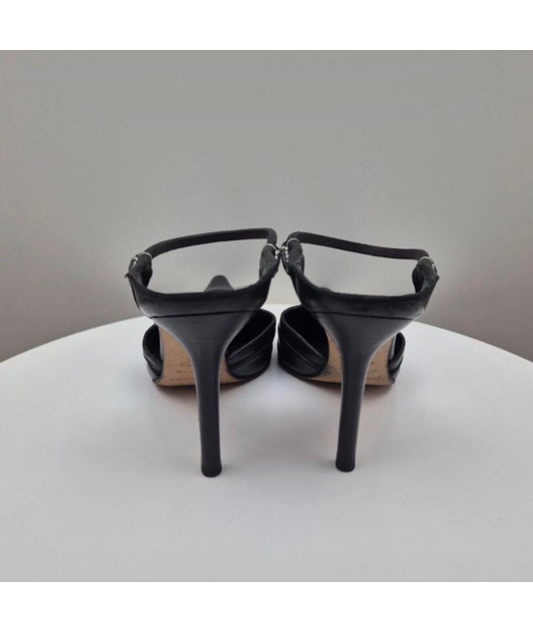 SERGIO ROSSI Черные кожаные мюли, фото 4