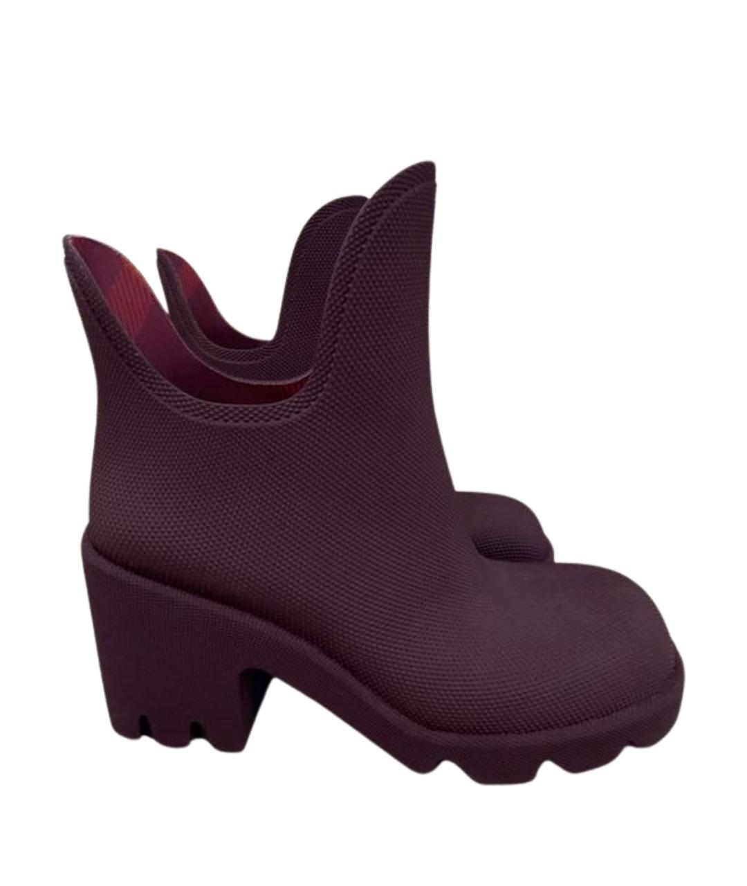 BURBERRY Бордовые резиновые полусапоги, фото 1