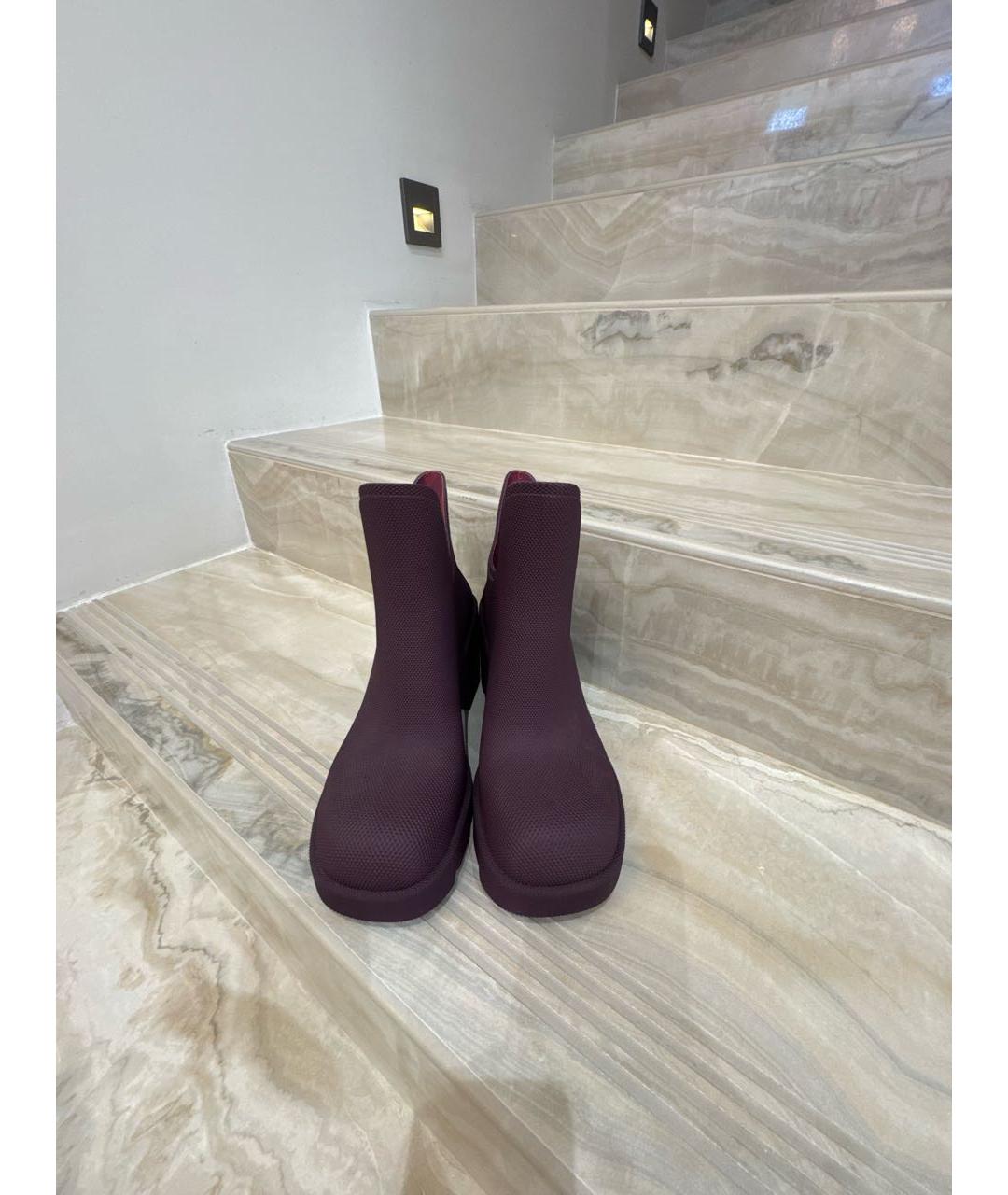 BURBERRY Бордовые резиновые полусапоги, фото 2