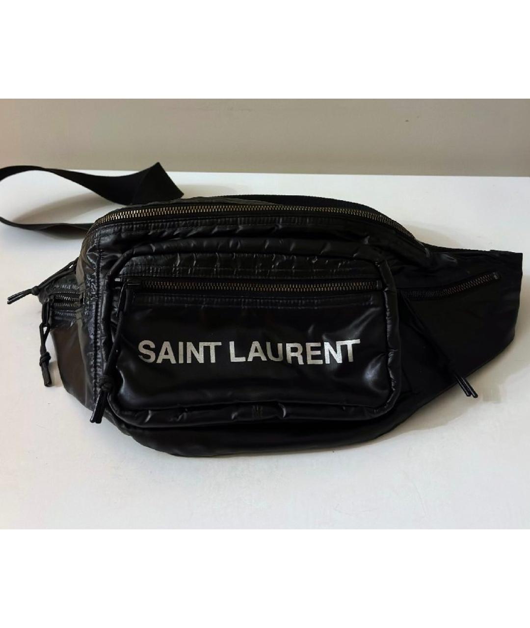 SAINT LAURENT Черная тканевая поясная сумка, фото 6