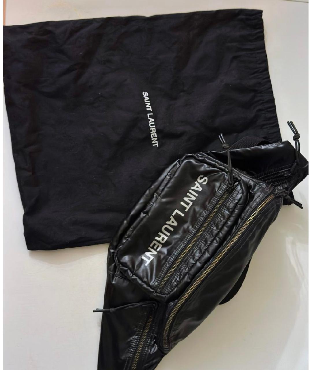 SAINT LAURENT Черная тканевая поясная сумка, фото 2