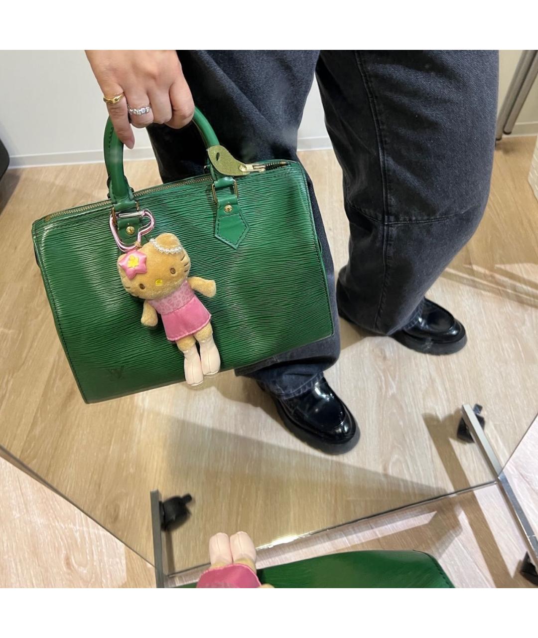 LOUIS VUITTON Зеленая кожаная сумка с короткими ручками, фото 5