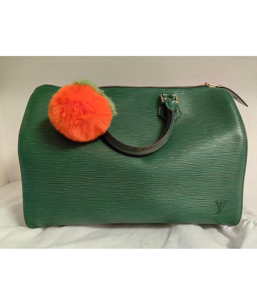LOUIS VUITTON Зеленая кожаная сумка с короткими ручками, фото 3