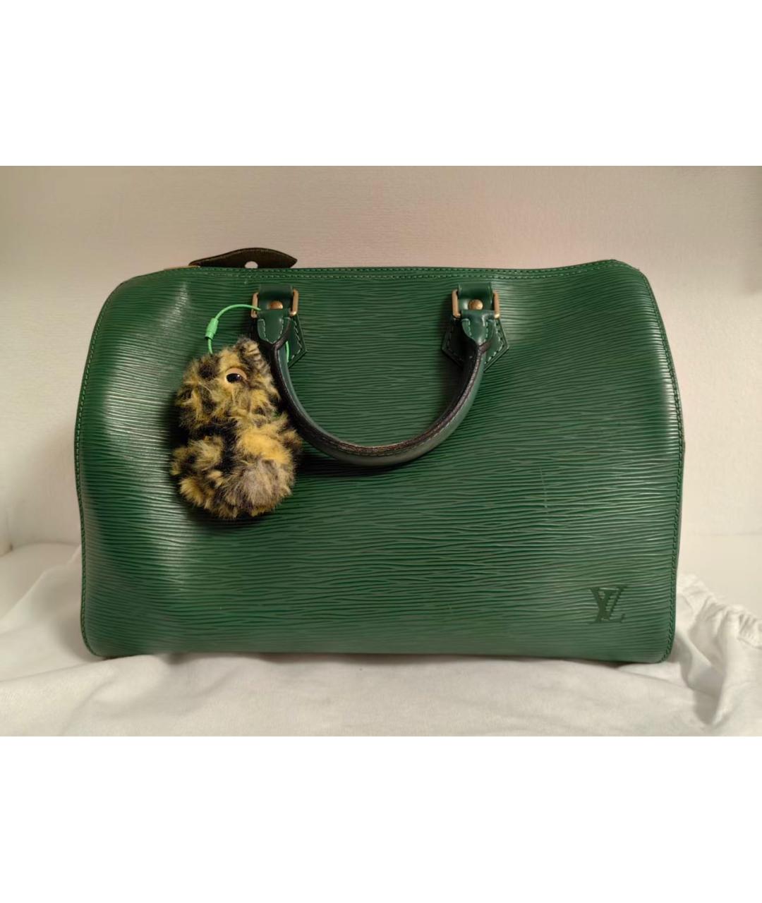 LOUIS VUITTON Зеленая кожаная сумка с короткими ручками, фото 6