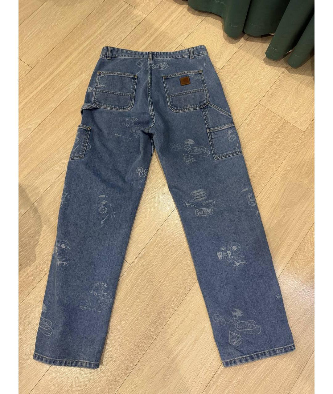 CARHARTT Голубые хлопковые прямые джинсы, фото 2