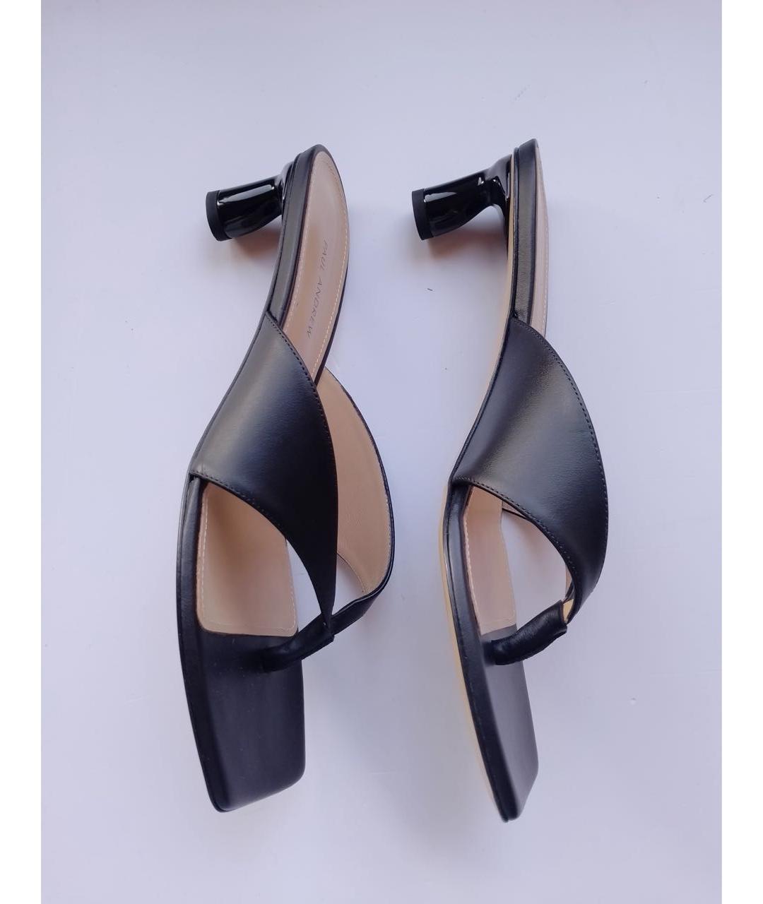 PAUL ANDREW Черные кожаные мюли, фото 6