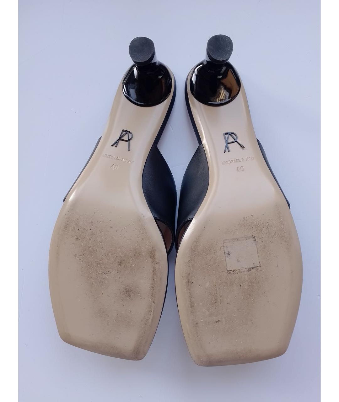 PAUL ANDREW Черные кожаные мюли, фото 8