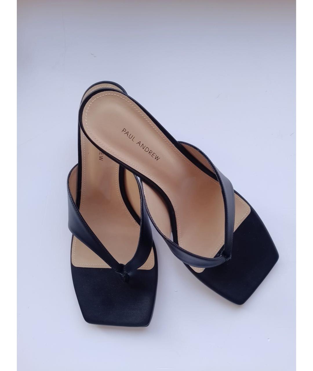 PAUL ANDREW Черные кожаные мюли, фото 4