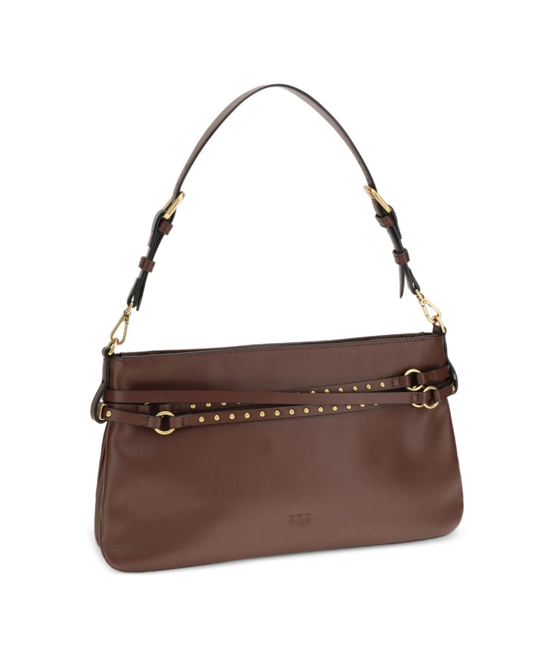 PINKO Коричневая кожаная сумка через плечо, фото 3