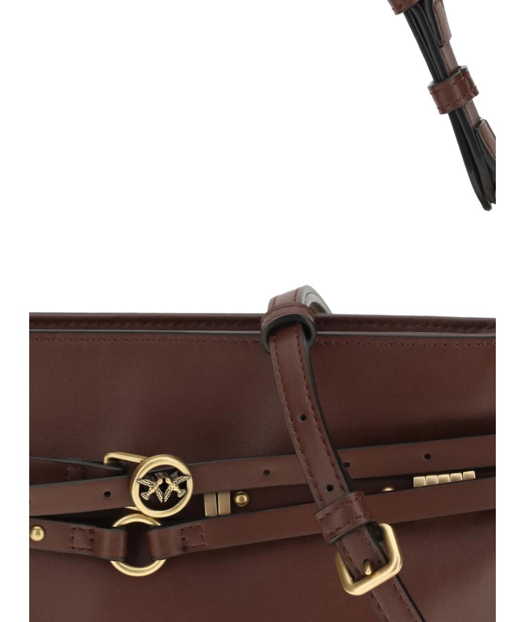 PINKO Коричневая кожаная сумка через плечо, фото 4