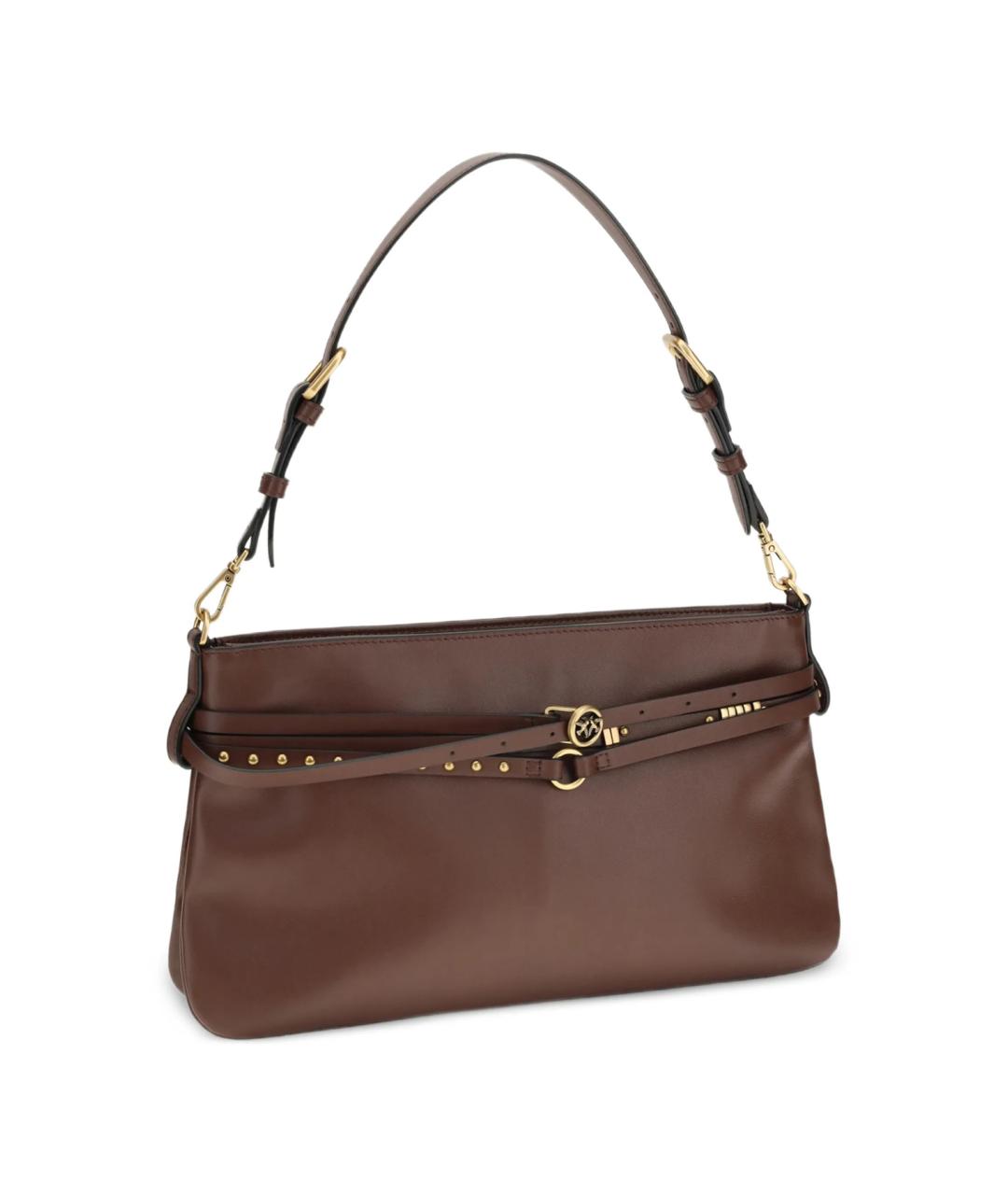 PINKO Коричневая кожаная сумка через плечо, фото 2