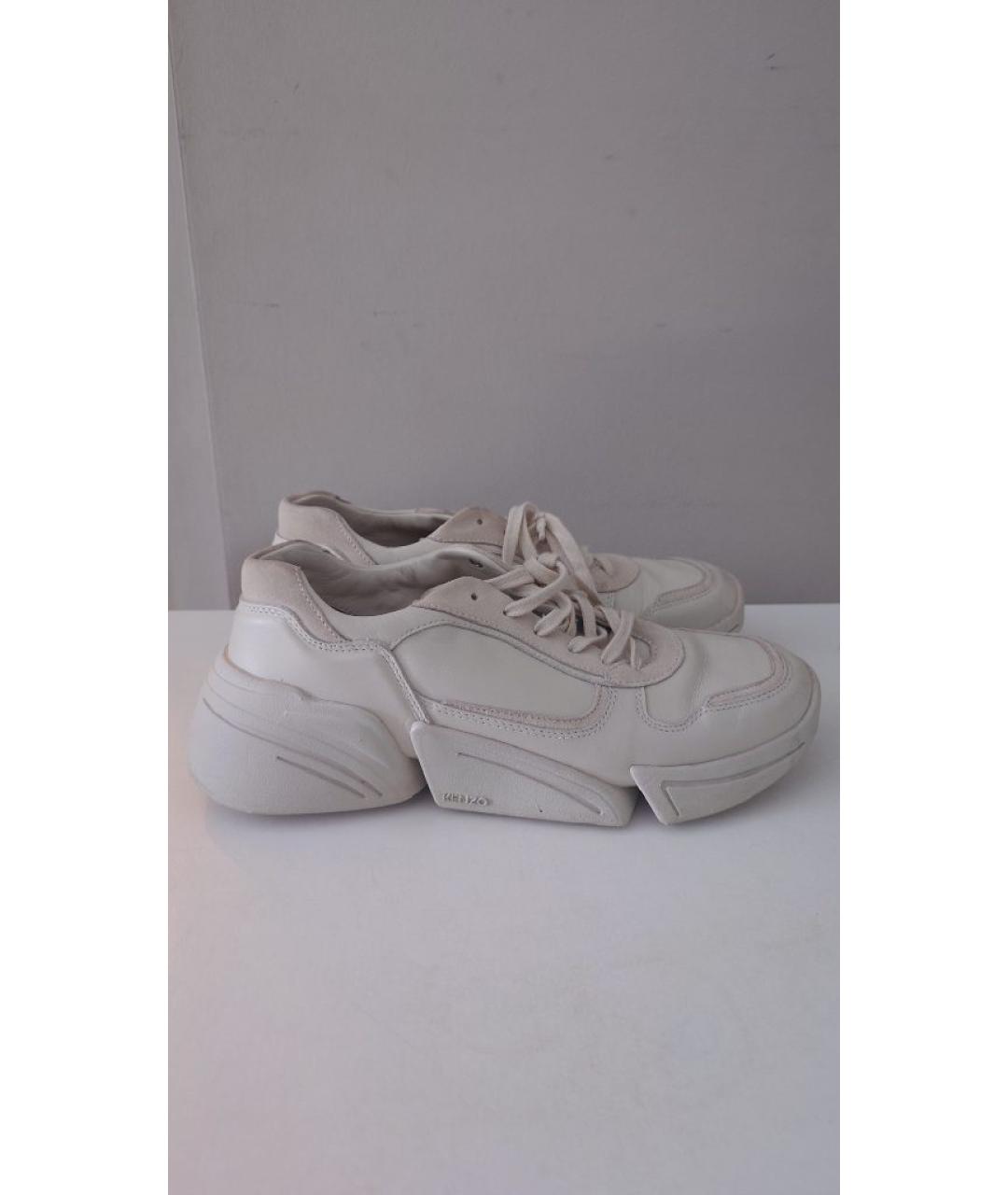 KENZO Бежевые кожаные низкие ботинки, фото 7